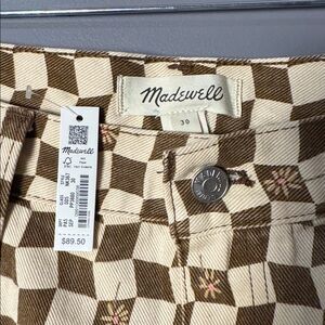 Madewell Tan and Brown Geometric Mini Skirt NWT